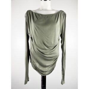 Free People Olive Long Sleeve Blouse